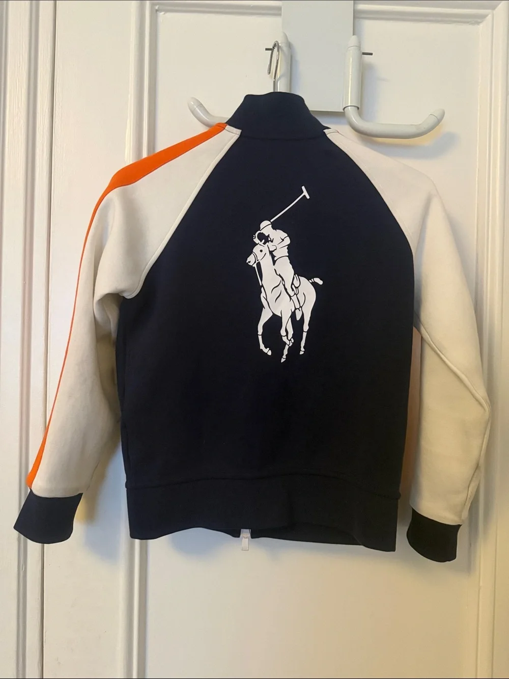 Ralph Lauren Navy, White & Orange Kids US Open Pea Coat
